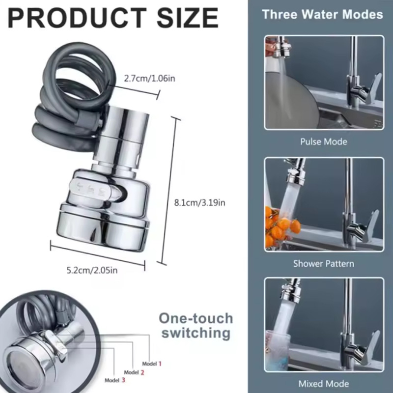 سر شیر شلنگ دار ظرفشویی و روشویی 3 حالته